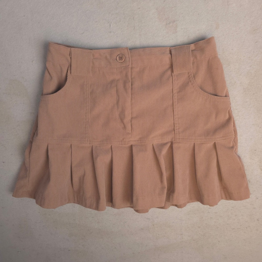 Sincerely Jules‎ Tan Corduroy Pleated Mini Skirt Women's Medium Casual